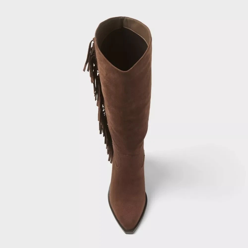 Universal Thread Patsy Fringe Western Boots Chocolate Size 6.5 New With Tags - Picture 2 of 10